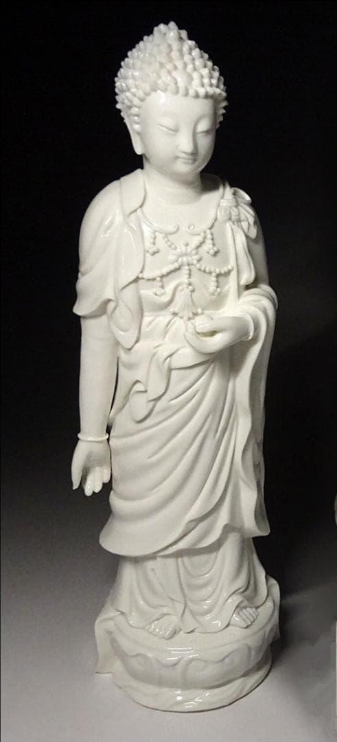 時代物 白磁高麗仏 仏像 高約34.5cm 仏教美術 唐物 徳化窯 z98913