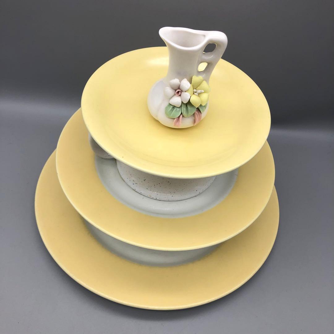 オランダHEMAアンティーク三段ティーカッププレート飾りスタンドビンテージ陶器