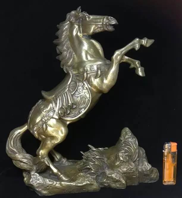 黄銅戦馬置物