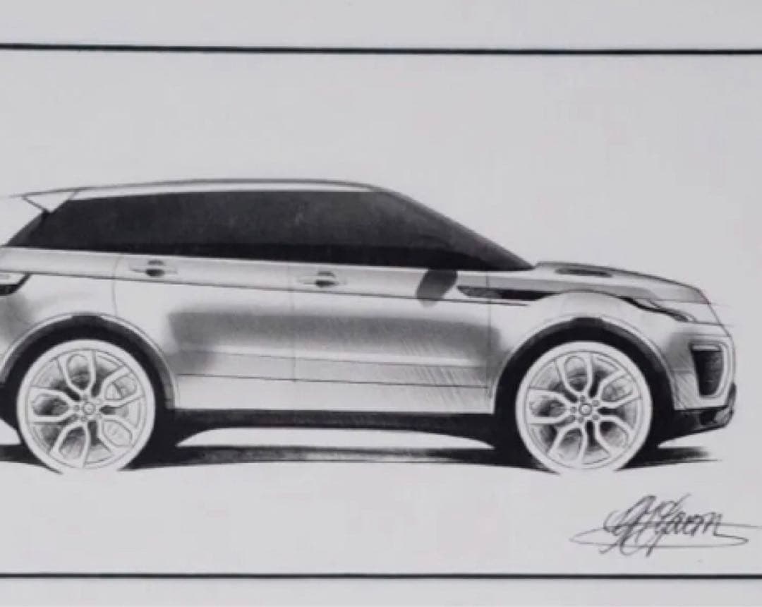 レンジローバー Evoque イヴォーク アートスケッチ サイン 収納ケース付き