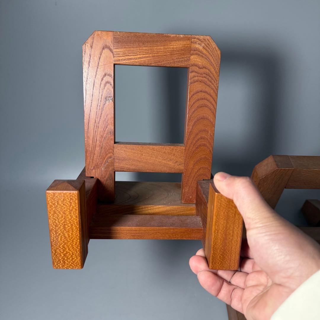 皿立て　大中小　三点まとめて　大皿用　木製　木工職人手作り