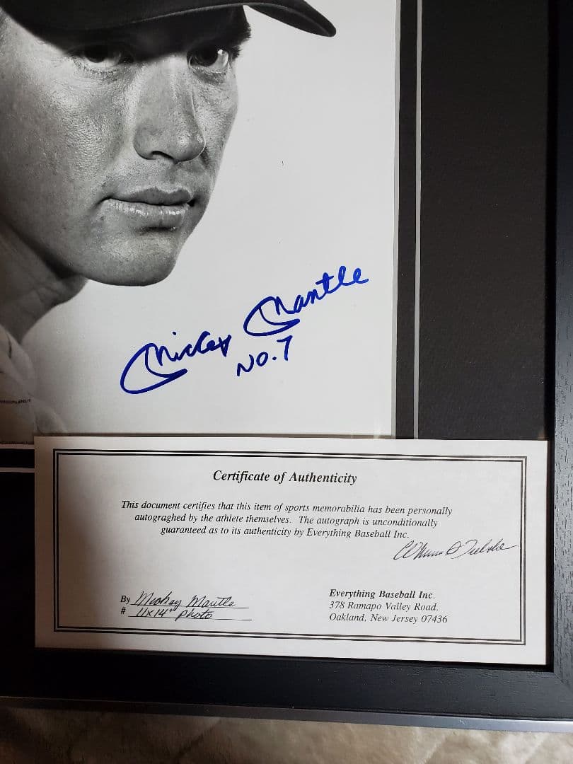 【超激レア】★ミッキー・マントル 直筆サインNo.7入りフォト額装済み★