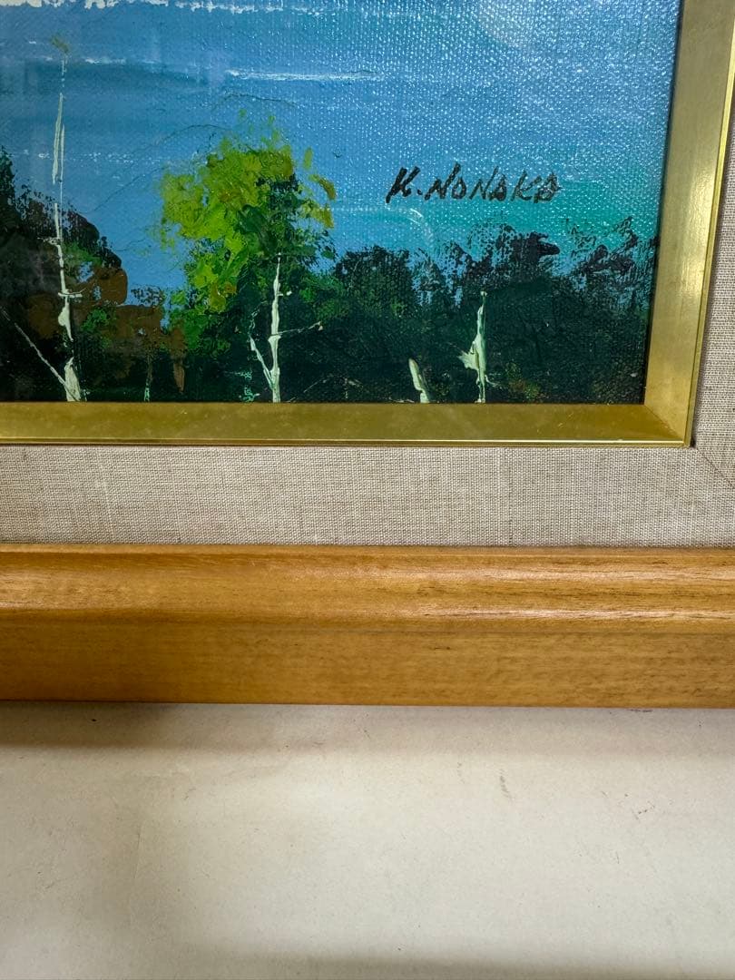 K.ノナカ　自然風景画 木製フレーム付き