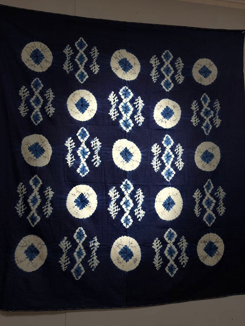 N4「片野絞り」民藝 藍染絞り職人 片野かほり 藍染絞り布 大丸百貨店出品作品