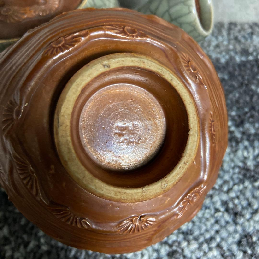 相馬焼　相馬幸山　相馬吉忠　茶器揃い　煎茶揃い　茶器セット　宝瓶　湯さまし　湯呑