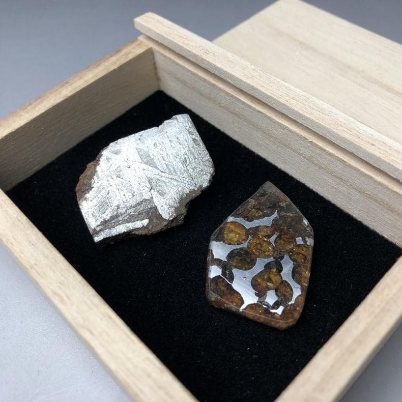 ｎ*＊様 隕石 アルタイ隕石　原皮付き　石鉄隕石　パラサイト隕石　２点　重さ52