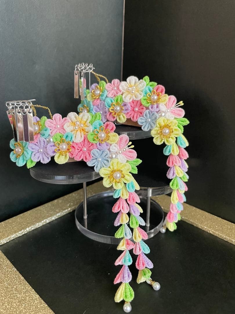 YUN　犬用髪飾りバレッタ　つまみ細工