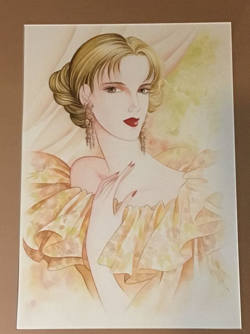 ◉真作保証 久下じゅんこ 水彩10号 原画『陽影の舞姫』1点物 サイン額装つき