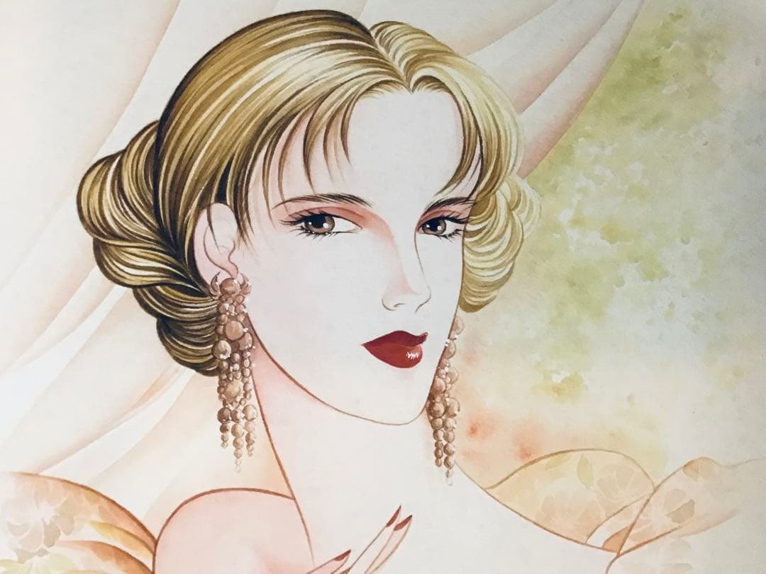 ◉真作保証 久下じゅんこ 水彩10号 原画『陽影の舞姫』1点物 サイン額装つき