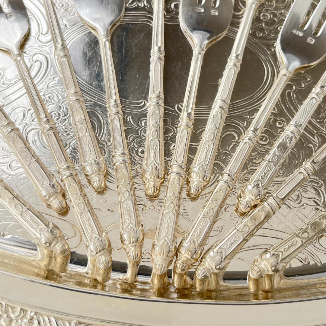 【SFAM】 ロシア様式のケーキフォーク 12本組 仏蘭西 14cm ケース