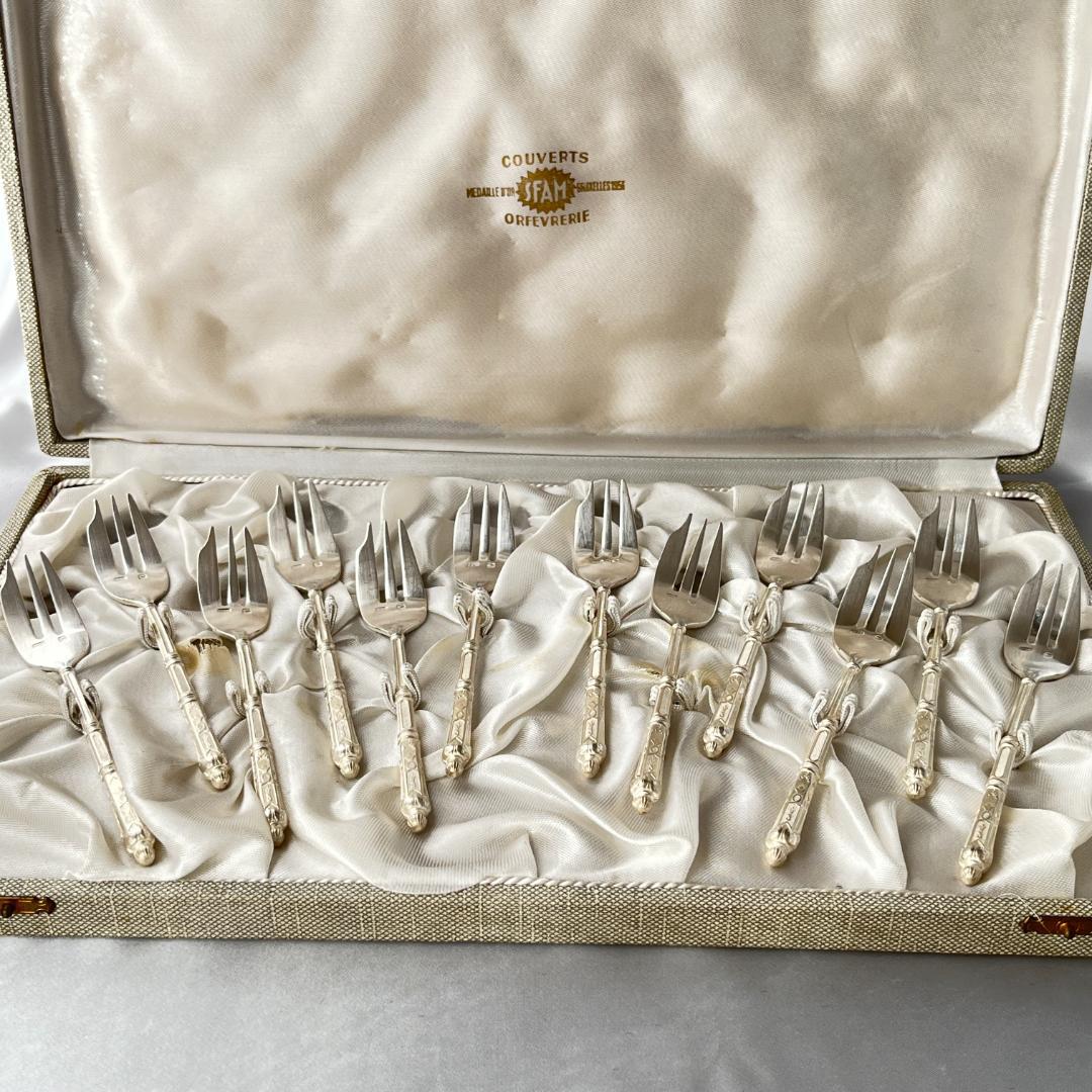 【SFAM】 ロシア様式のケーキフォーク 12本組 仏蘭西 14cm ケース
