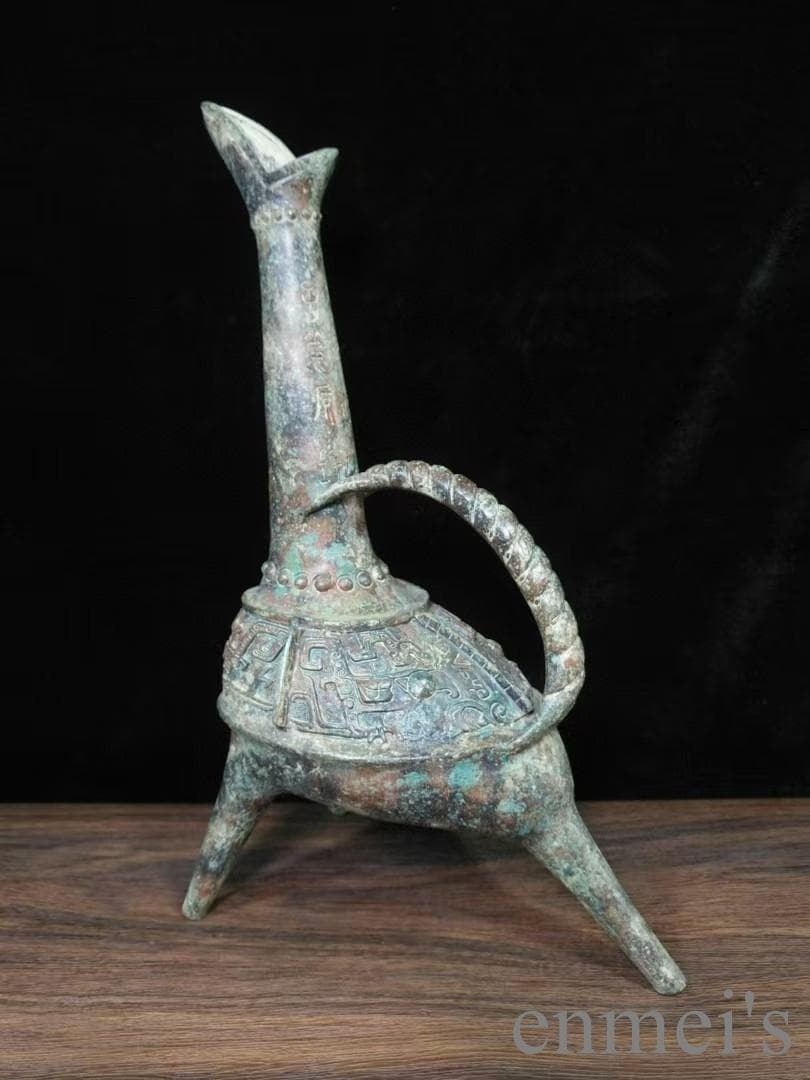 中国古美術 青銅器 長頸壺 酒器 饕餮文 唐物 骨董 彫刻工芸 禮器 風水鎮宅