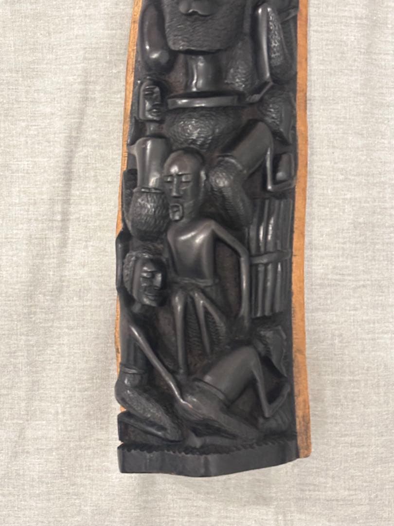 【希少】高級　アフリカ　木彫　一本彫　特大41cm アフリカンエボニー　黒檀