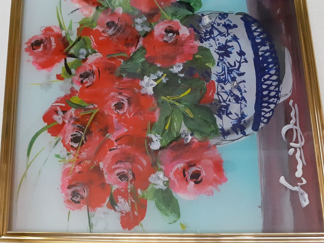 日本アクラス画第一人者大野剛正氏「良き日」(油彩ガラスアクリル絵)希少価値一点物