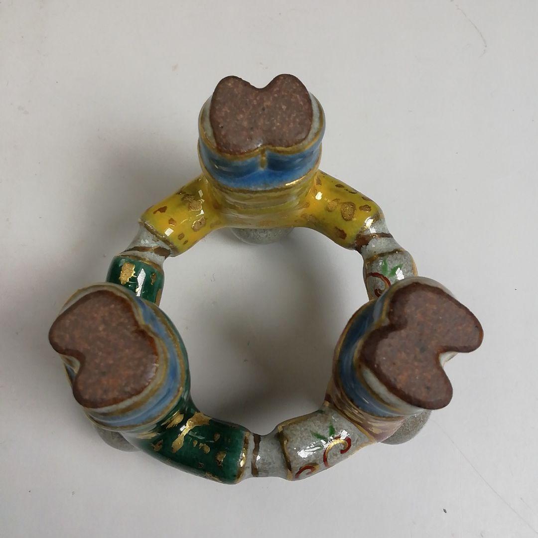 Ｗ１０　蓋置　『三ツ人形　蓋置』『中村秋峰 造』　共箱　茶道具