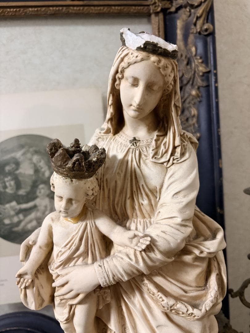 フランスアンティーク　聖母子像　マリア像　サルバトーレ・マルキ　サインあり