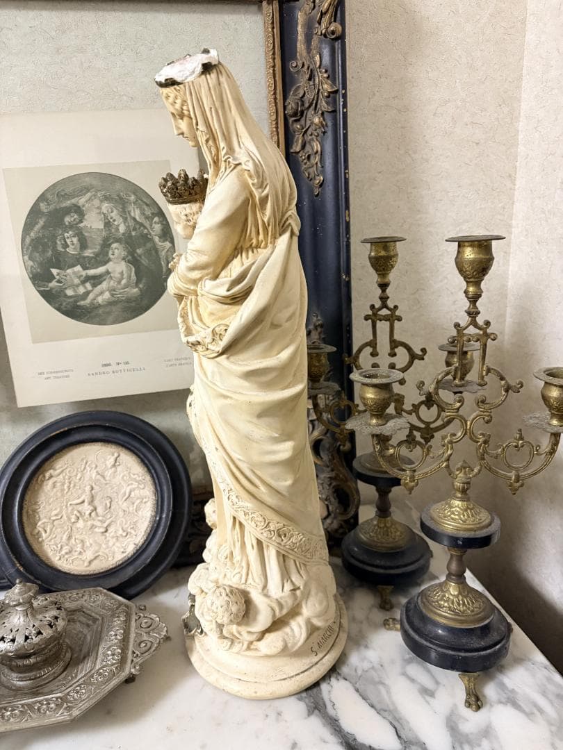 フランスアンティーク　聖母子像　マリア像　サルバトーレ・マルキ　サインあり