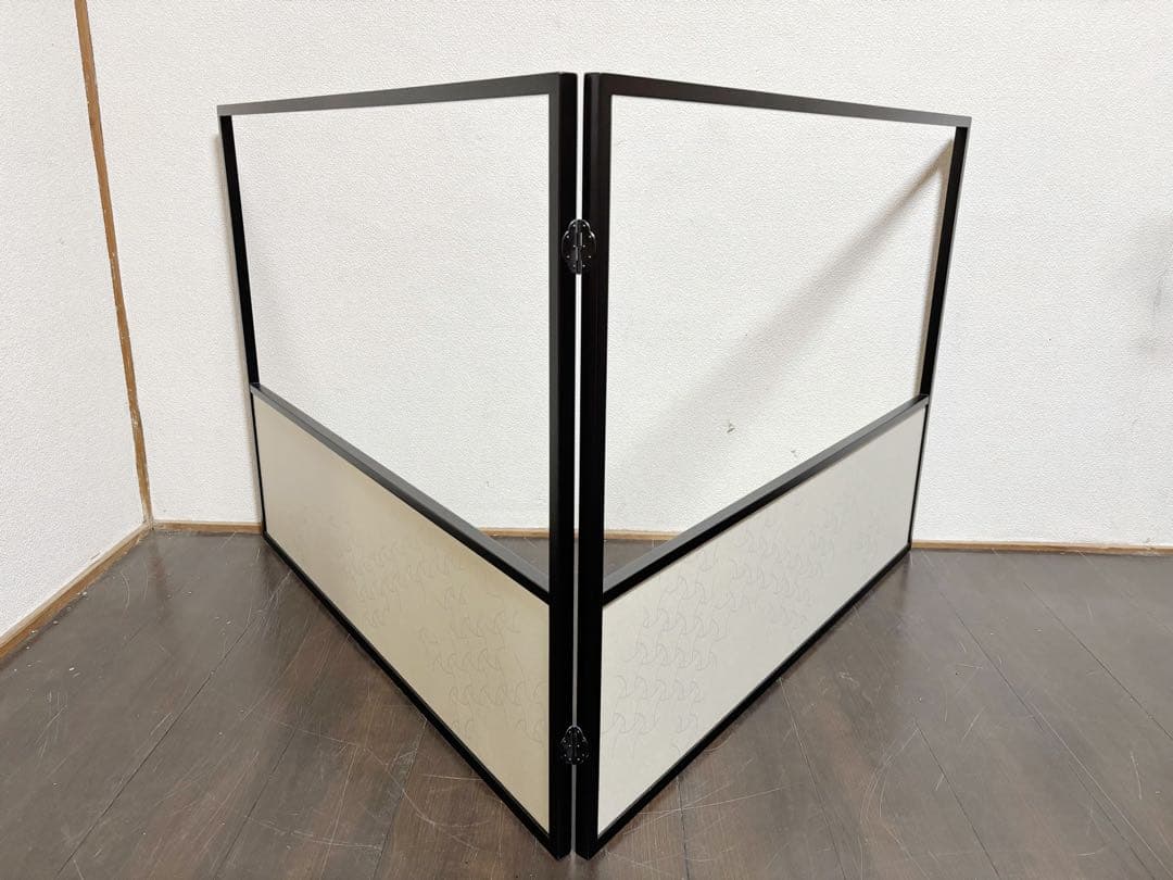 未使用 茶道具 吉倉宗匠 自筆 金泥玉画賛雪向 腰風風炉先屏風 黒缘 書付 花押