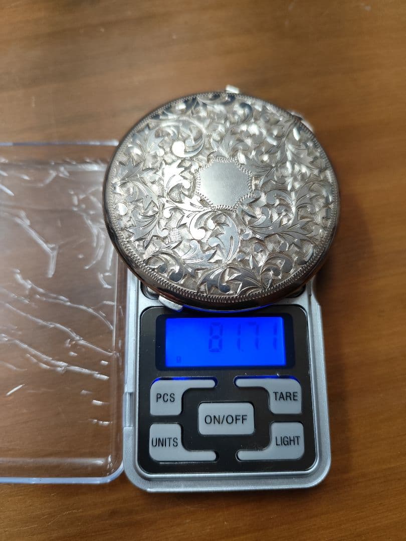 銀製 シルバー950 彫刻装飾 コンパクトミラー ケース付き 銀価格高騰中‼️