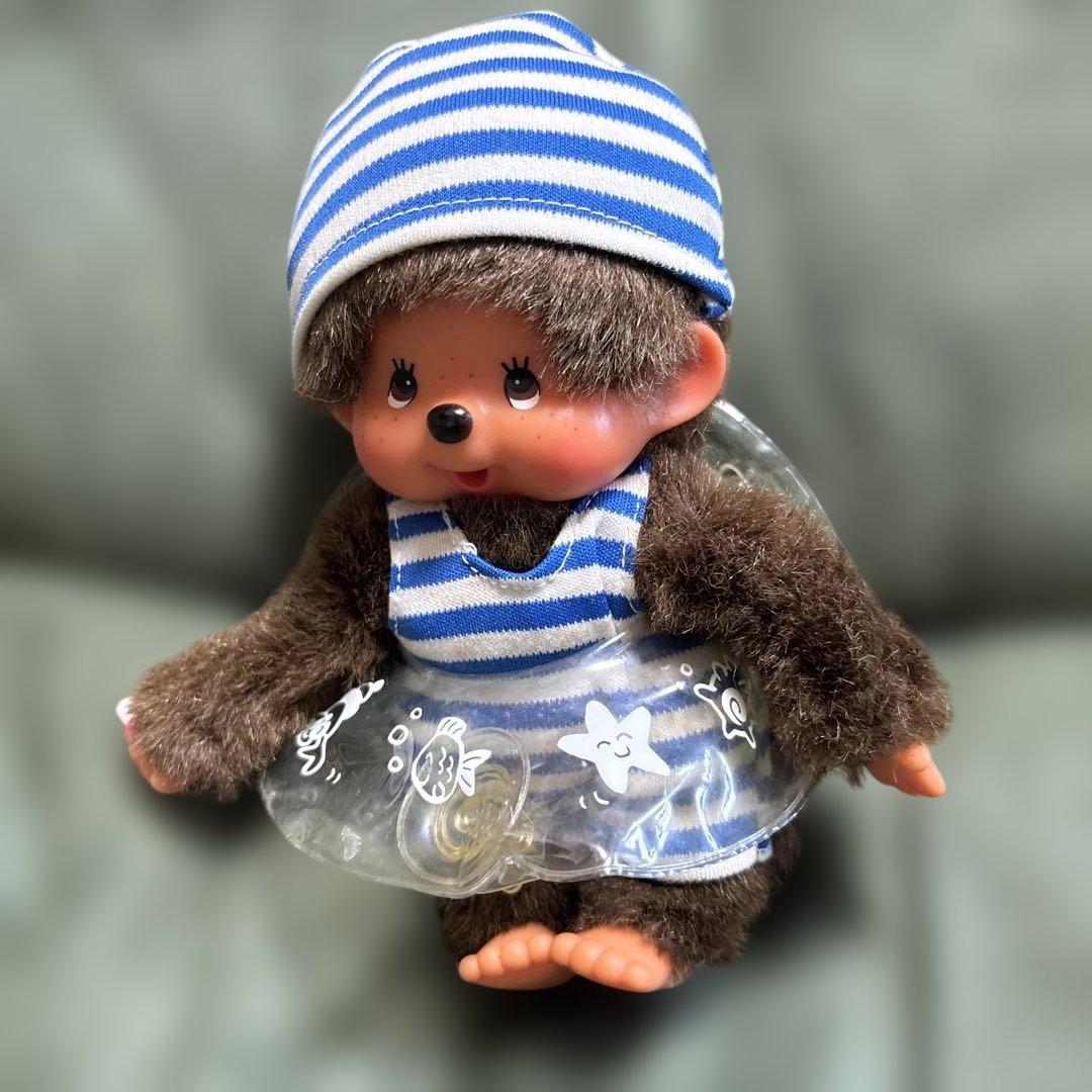 モンチッチ　ぬいぐるみ　ブルーストライプ水着