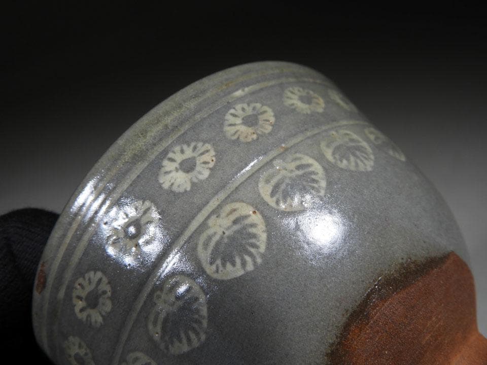 ●貴重 肥後 八代焼 高田焼 唐津焼 切高台 抹茶 茶碗 茶道具 合箱 径12㎝