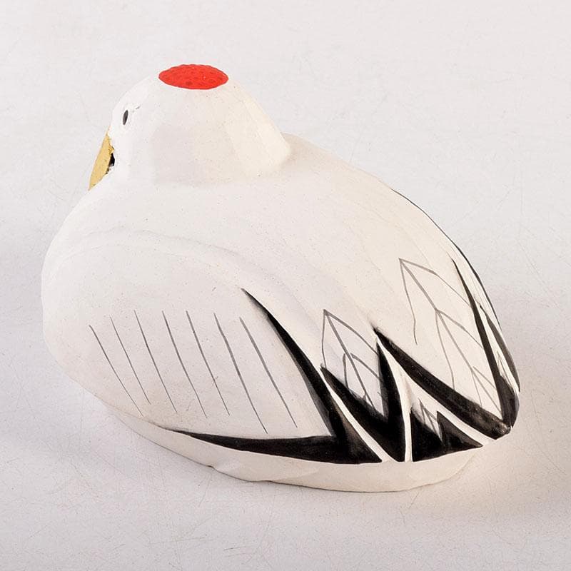 茶道具　豊泉作　奈良一刀彫　木彫彩色　鶴香合　共箱　V　8310