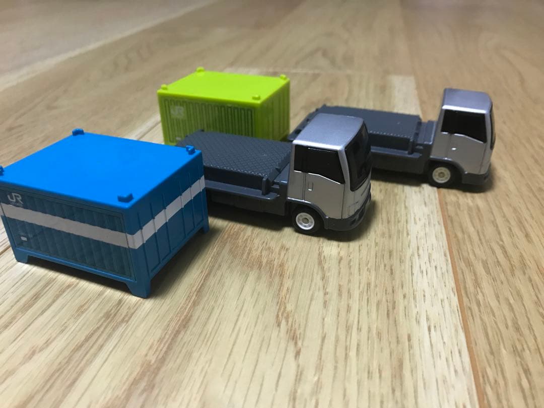 廃盤 プラロード モータートミカ コンテナトラック 青B/O5トミカ　緑H/O4