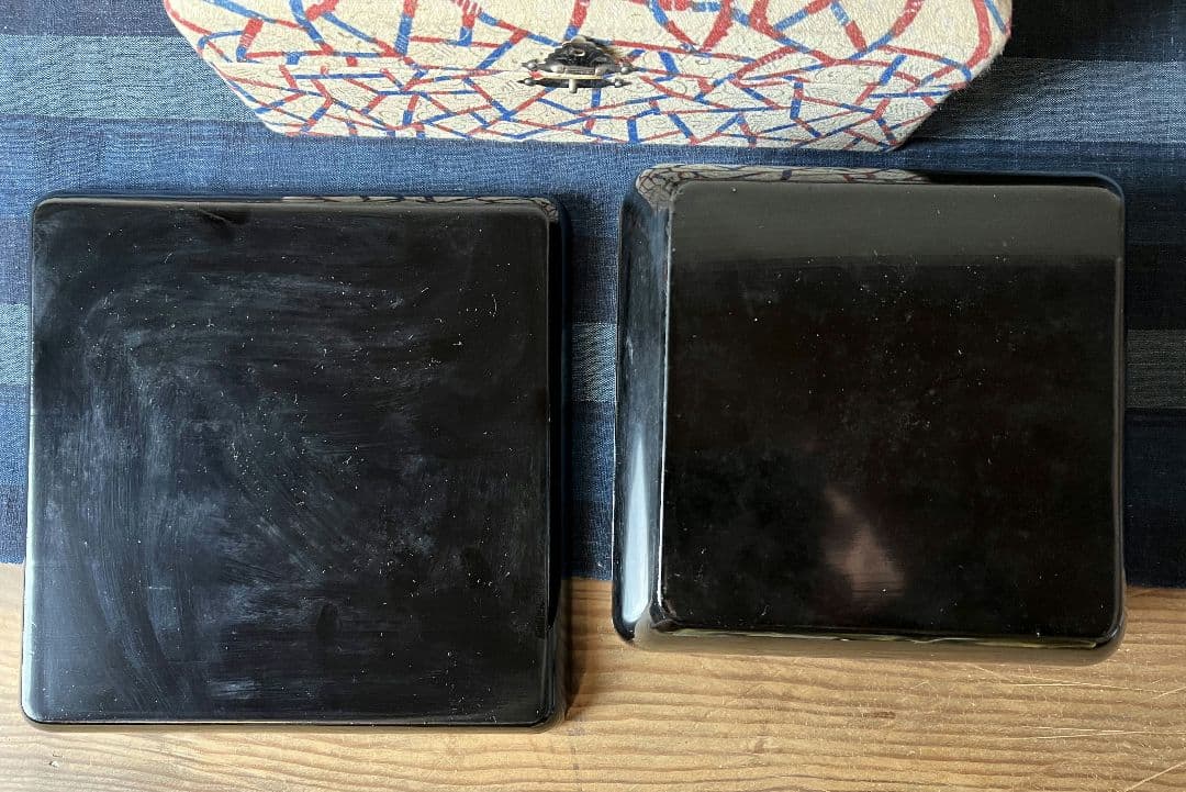 【箱付】漆器 七福神図 盛り絵付け蒔絵 お盆と重箱 アンティーク 骨董品