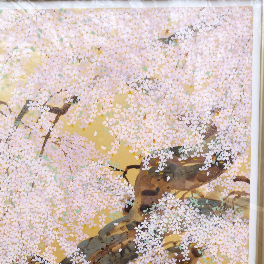 中島千波　「春輝神田の大糸桜」シルクスクリーン　279/350　箱付き