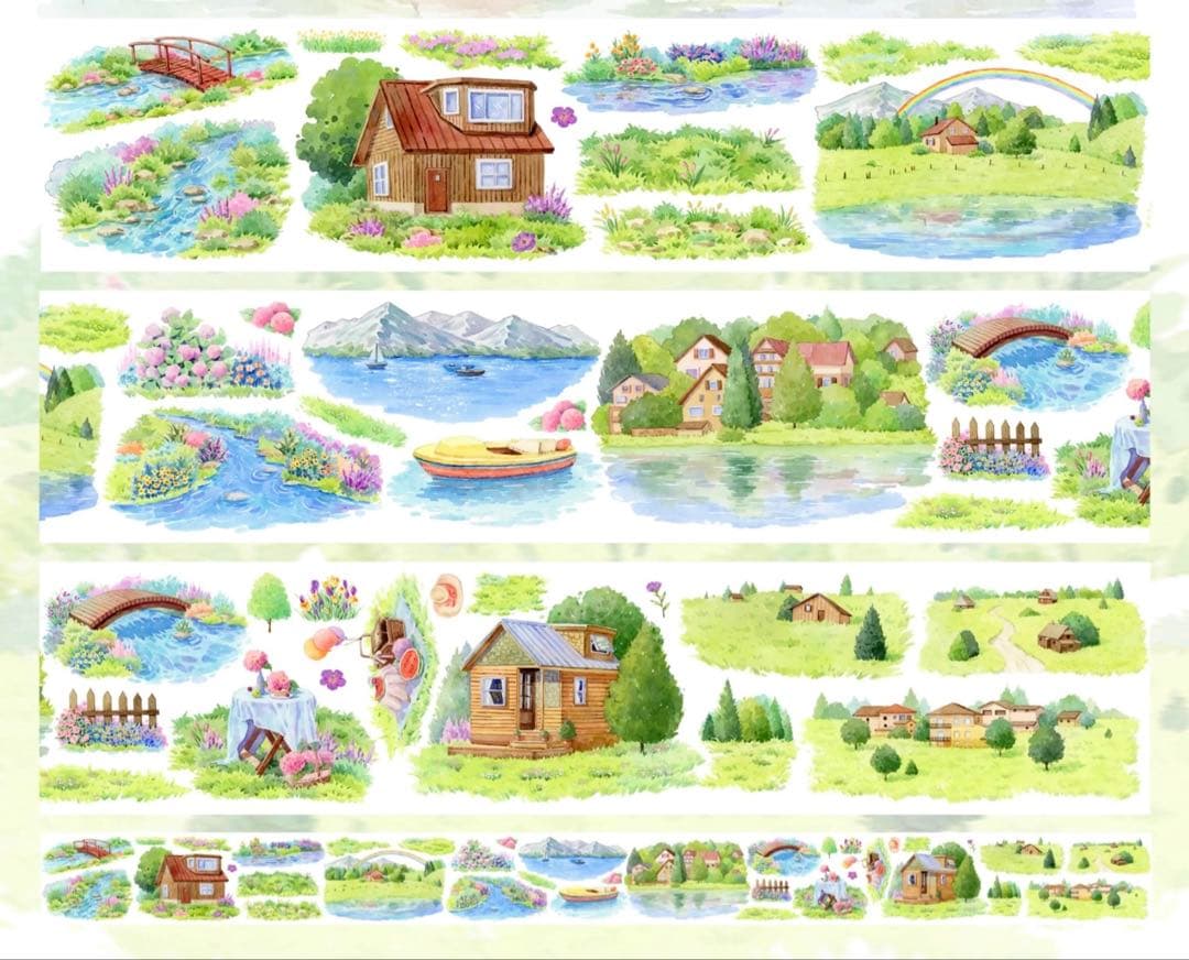 海外マスキングテープ巻売り 野遊 風景マスキングテープ 人物マステ