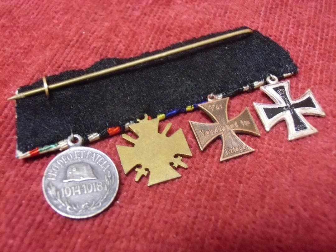 Ｗ帝政ドイツ軍/ブラウンシュヴァイク公国＊４連ミニチュアメダルバー/勲章（実物）