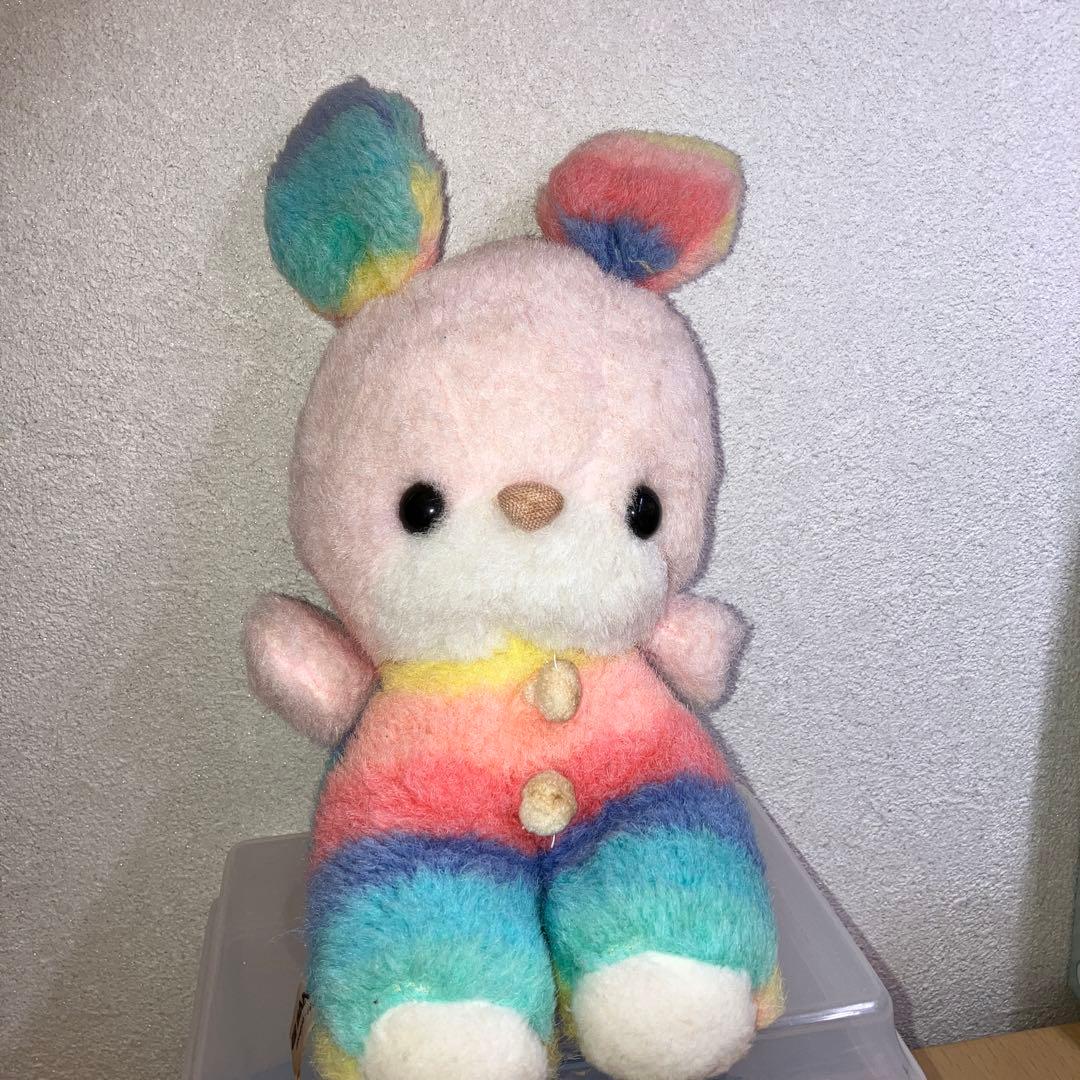 Petit Amourレインボー バンダイ ぬいぐるみ ウサギ 昭和レトロ