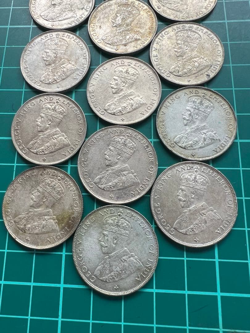 外国銀貨　海峡植民地50C銀貨　13枚まとめロット