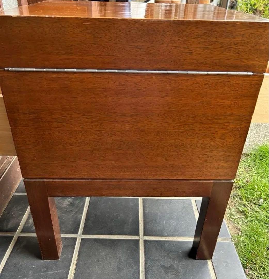 将棋盤収納式テーブル　木製 デスク 将棋盤　駒（桐箱）　昭和レトロ　チェスト