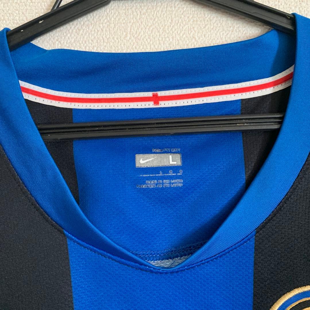 NIKE インテル ユニフォーム Lサイズ ゴールド刺繍×青黒ストライプ