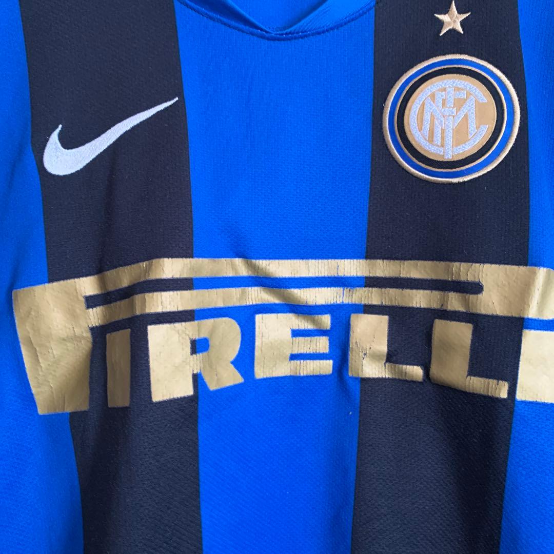 NIKE インテル ユニフォーム Lサイズ ゴールド刺繍×青黒ストライプ