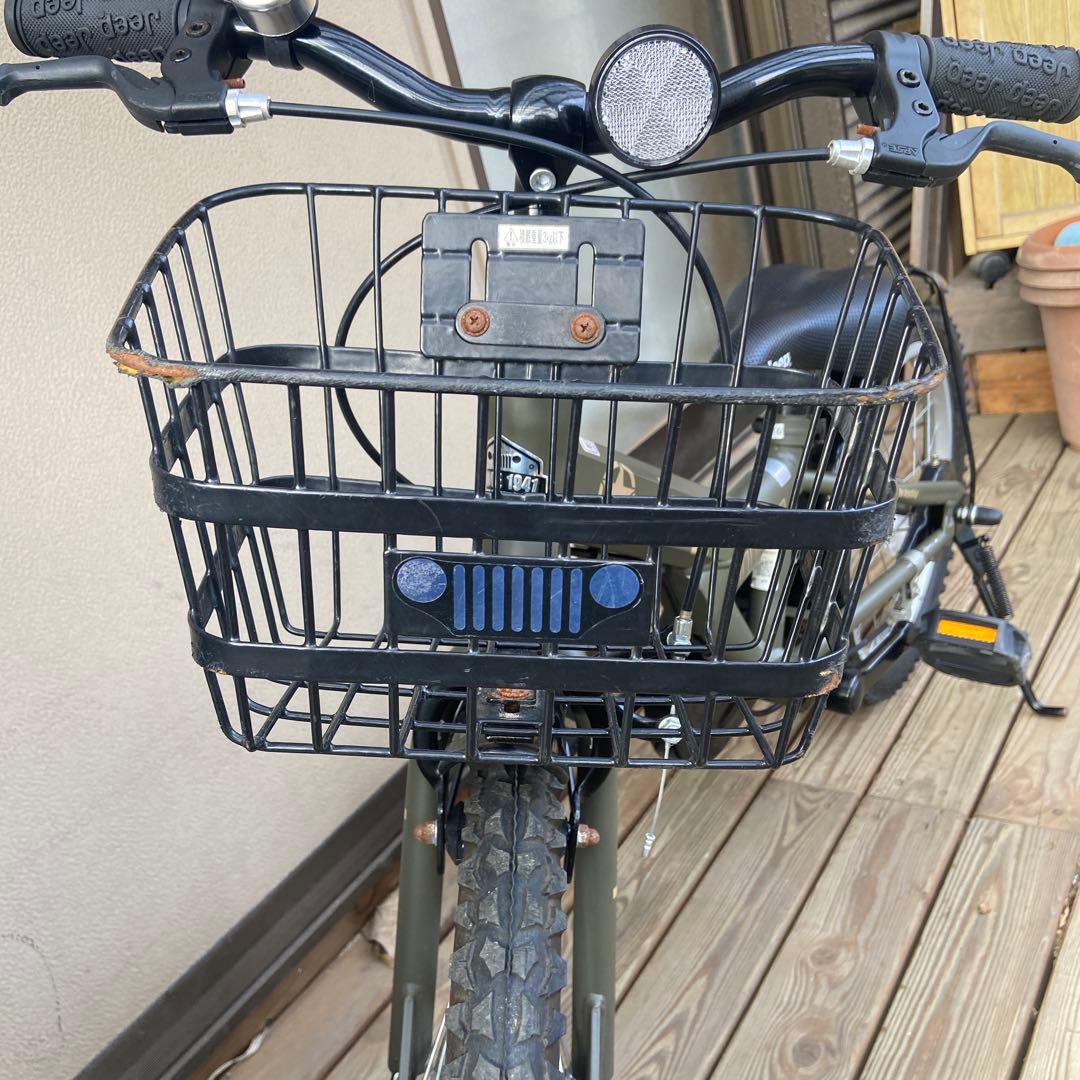 Jeep キッズバイク 16インチ オリーブグリーン 前カゴ付き