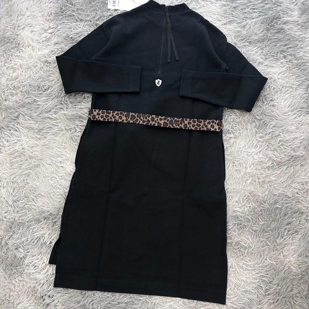 新品　パーリーゲイツ　ワンピース　モックネック　ハーフジップ　ブラック　サイズ0