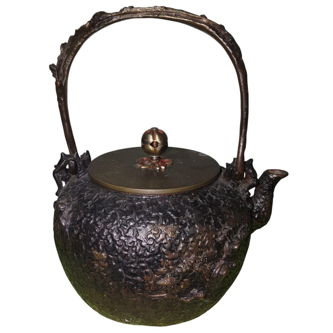 亀文堂　楼閣文銅瓶　銅蓋