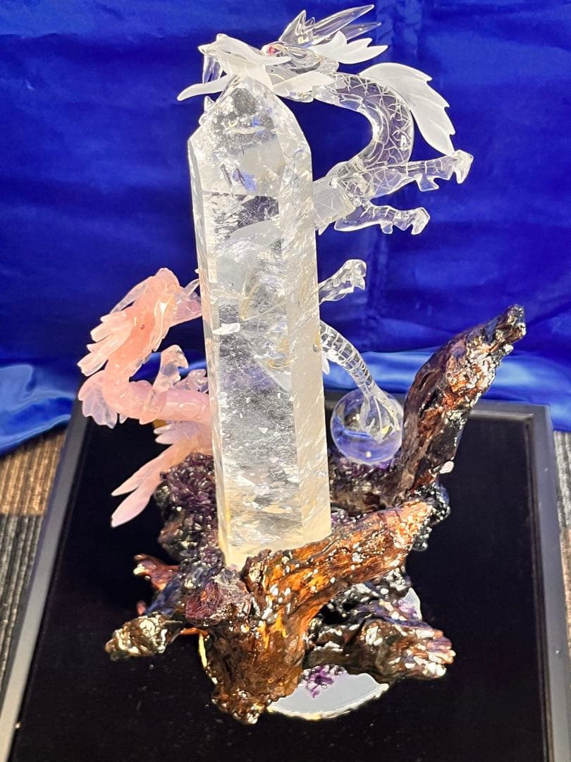 日本伝統工芸正会員　一級宝石研磨士　天を翔け福を掴む　天翔龍　置物　※訳あり※