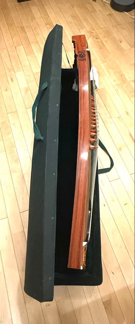 木製筝 ケース付き 装飾彫刻