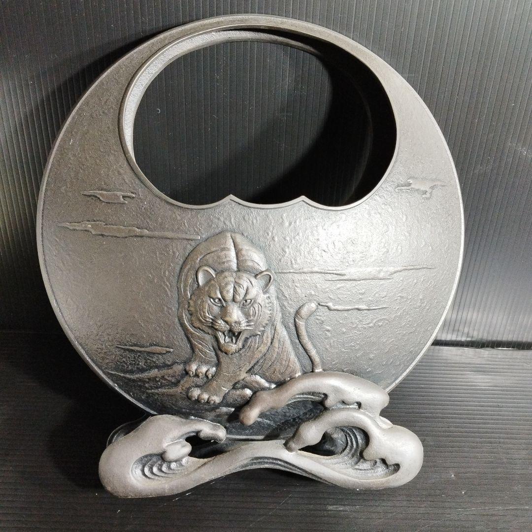 銅花器 花生 生け花 銅器 花器 龍 虎 華道レトロ アンティーク 花入