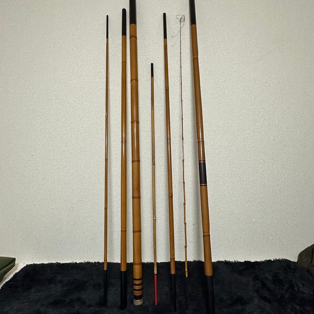 激レア! 島田一郎 島田汀石 作 6本継? 竹竿 木製 1978年製 和竿