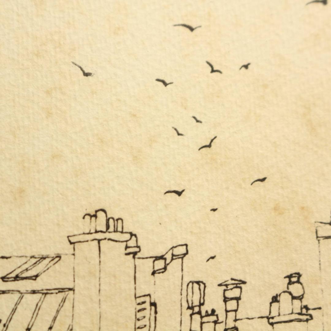 『PARIS』作者不詳 リトグラフ 石版画 直筆サイン パリの風景 ヴィンテージ