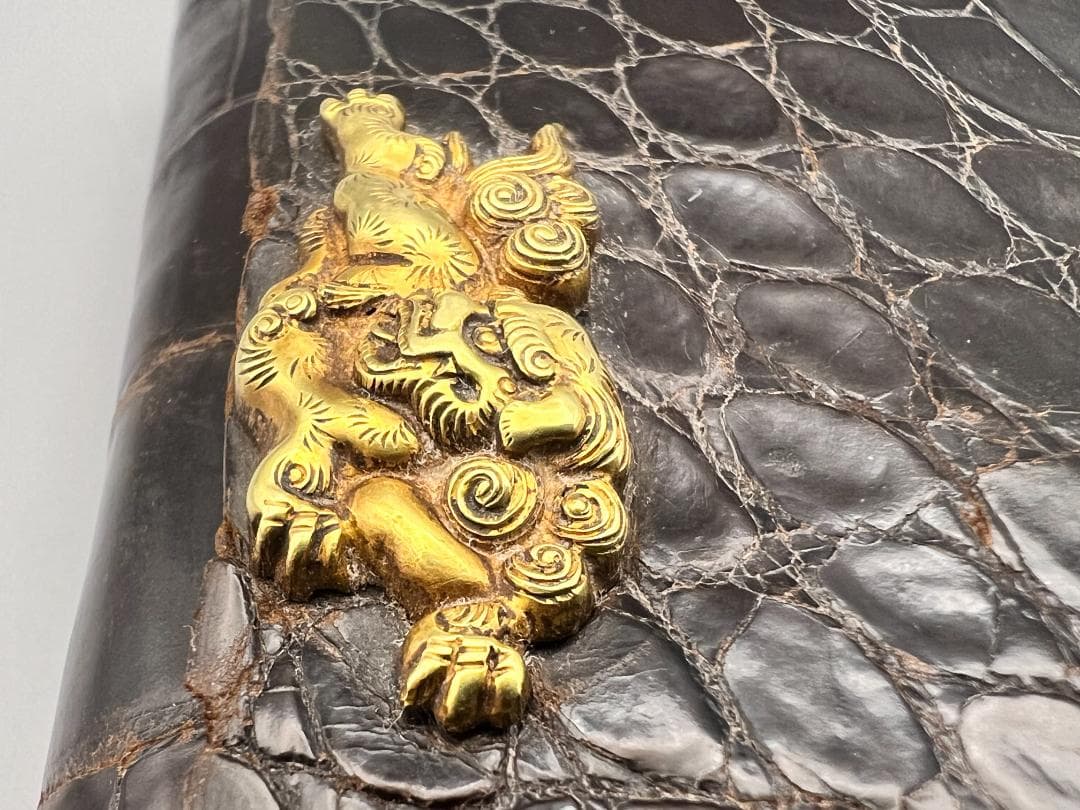 江戸明治時代　獅子図金具　骨製キセル入れ　大玉龍図根〆　銀製キセル　重量170g