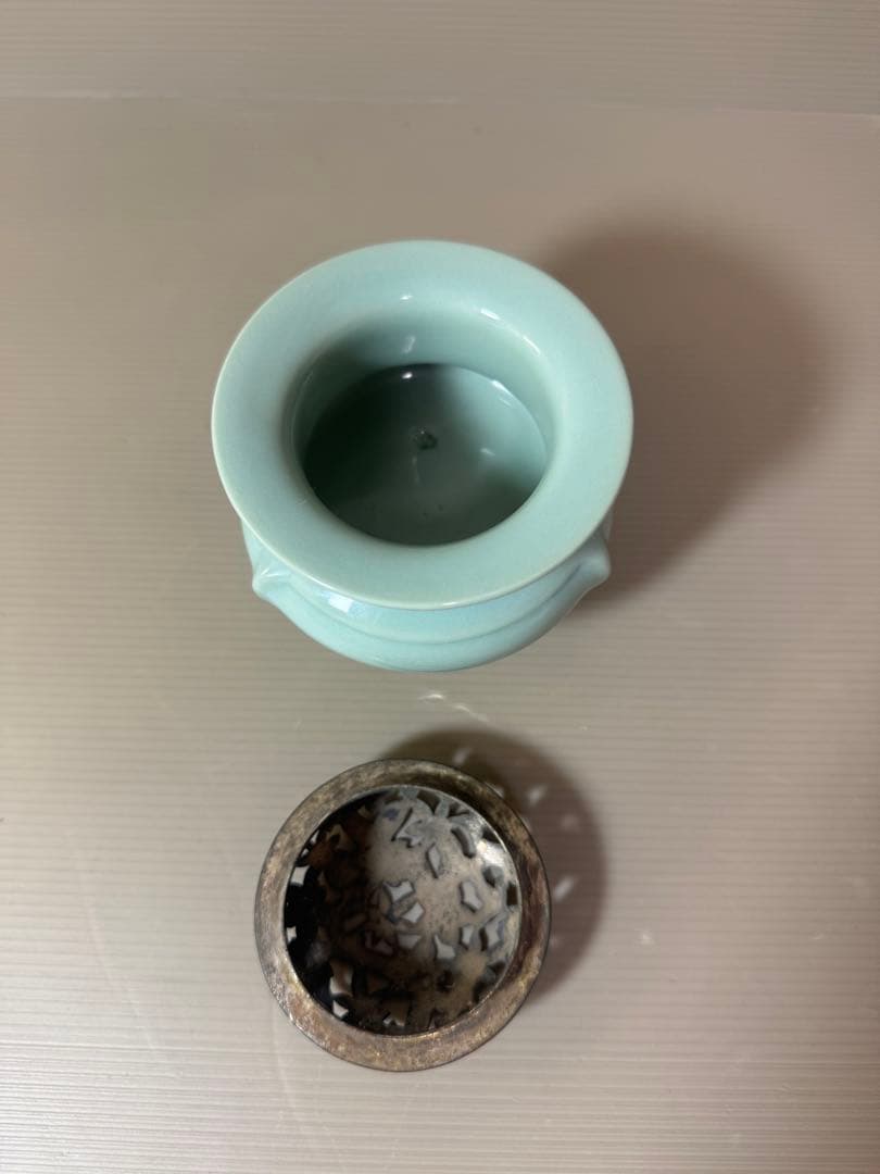 2811 青磁　三足　香炉　時代物