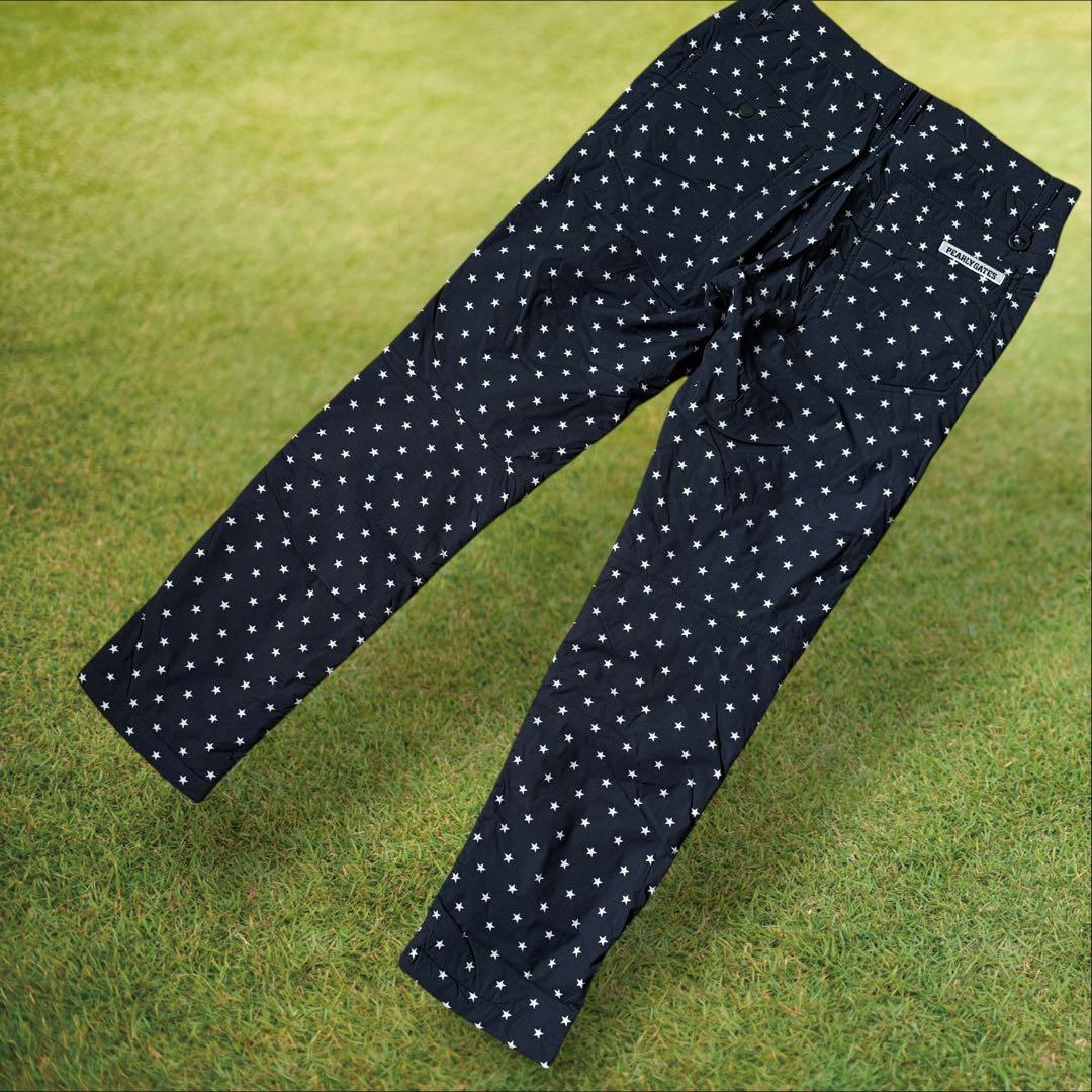 防寒　蓄熱　中綿　パーリーゲイツ　パンツ　黒　S〜M相当　総柄　星　ブラック　3