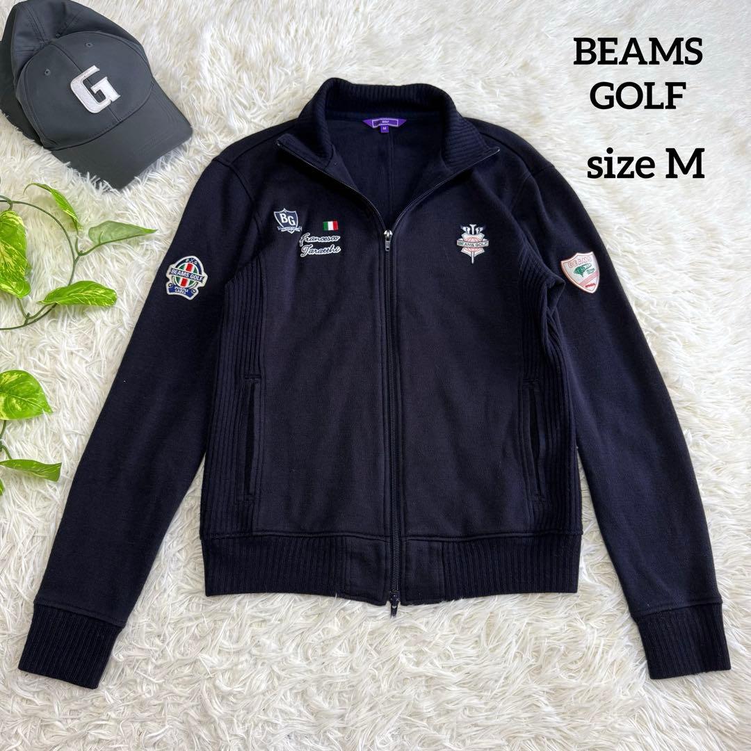【ビームスゴルフ】美品 ジップジャケット ニット ネイビー Mサイズ メンズ