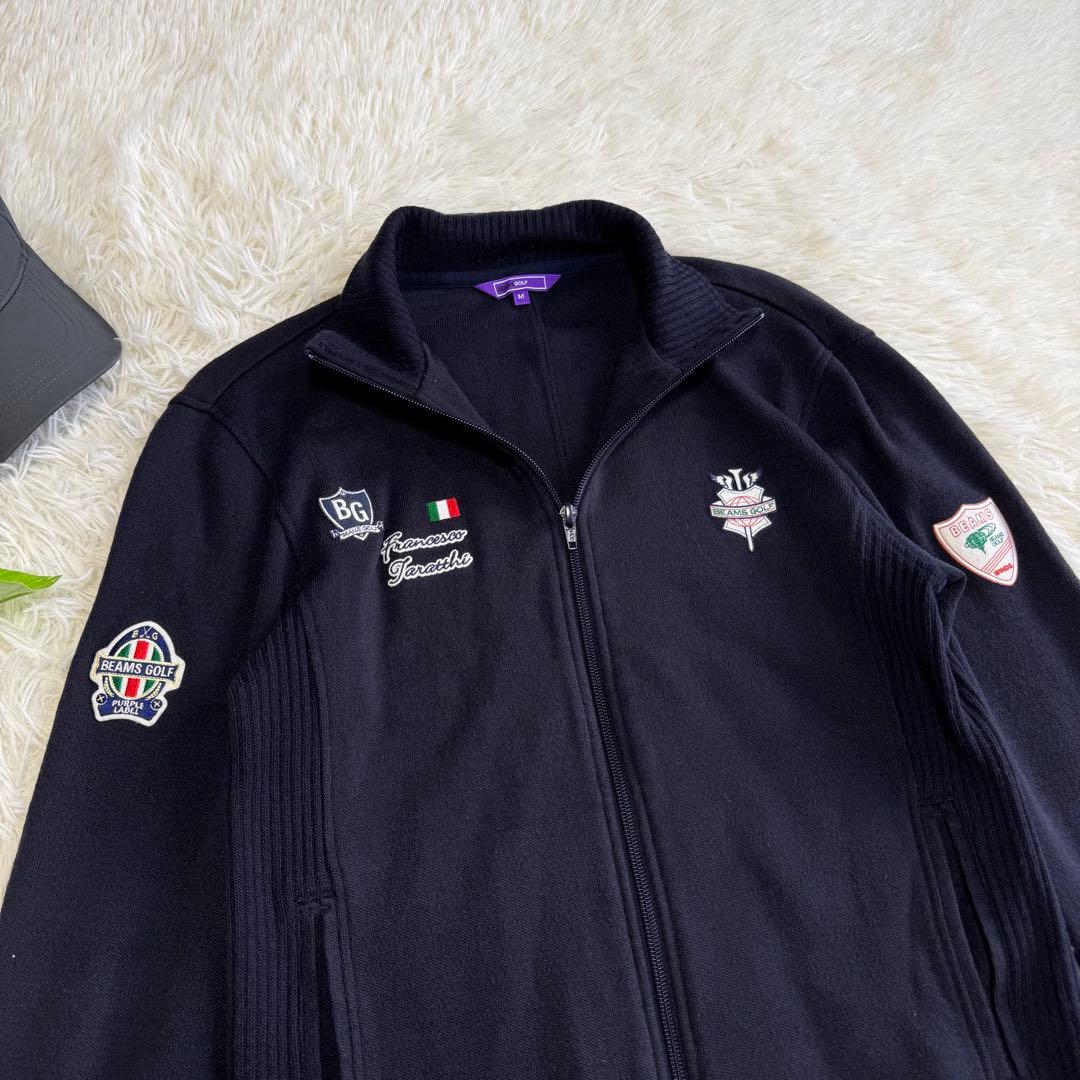 【ビームスゴルフ】美品 ジップジャケット ニット ネイビー Mサイズ メンズ