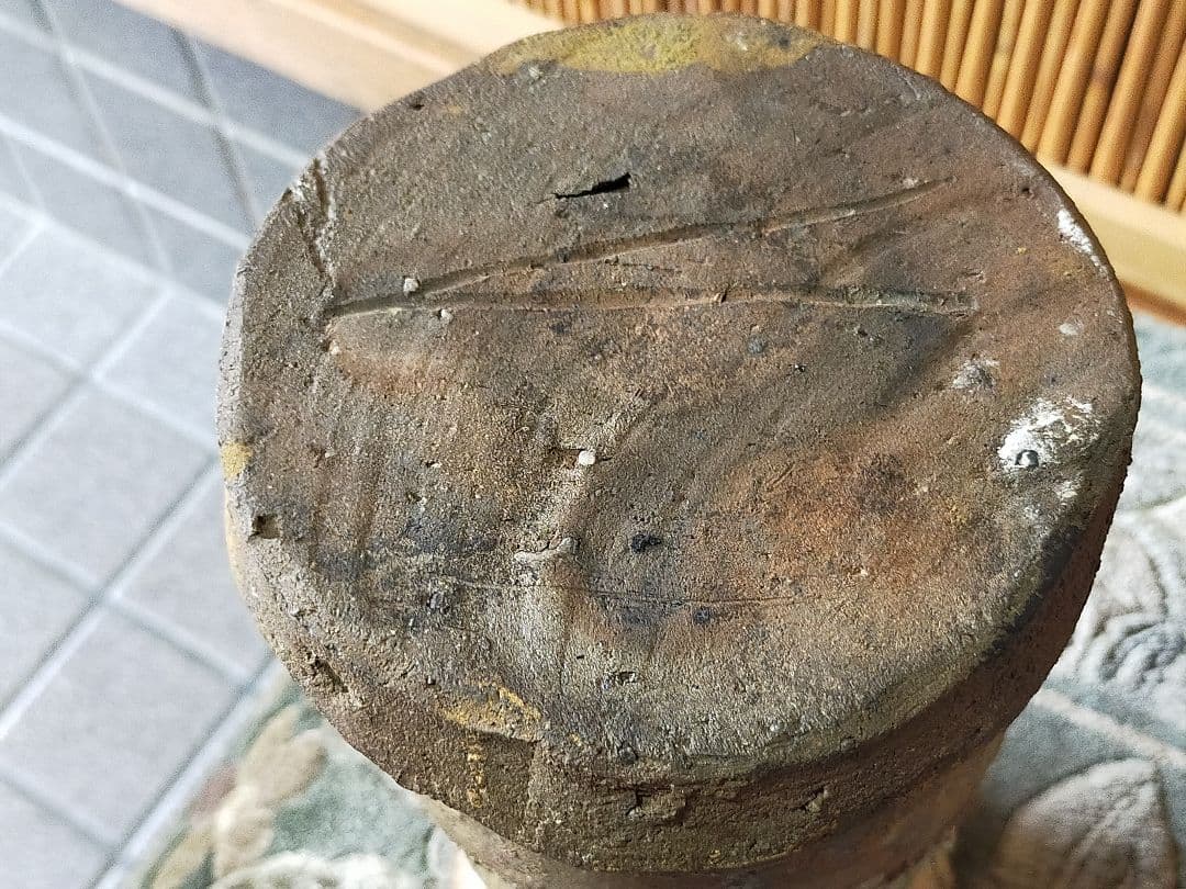 ♥長春 天山 　窯変灰被花入　銘【鶴寿】　花瓶　花器　花入れ